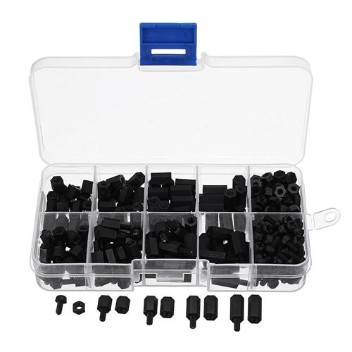 Suleve M3NH1 M3 Black Nylon Hex Screw Nut PCB Standoff Assortment Kit 300pcs [SKU588536]